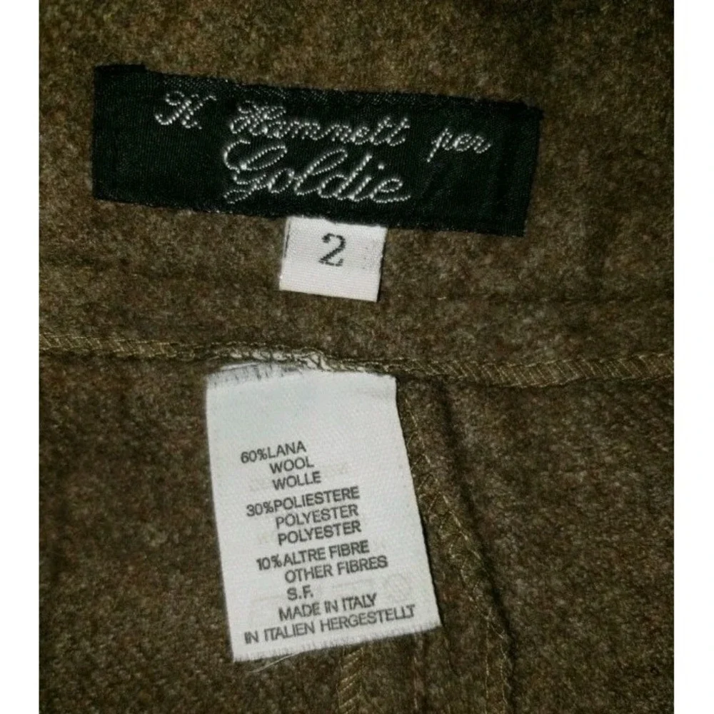 Vtg Goldie Culotte Y2K Skort Retro Pleated Wool Blend Button Up‎ Brown Sz 2